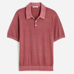 NWOT Madewell Men’s Three-Button Sweater Polo Shirt in Garment Dye Porous